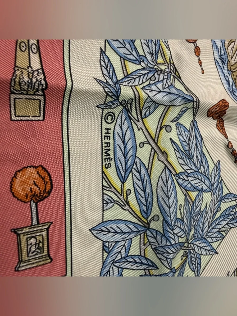 Hermes Silk Scarf Le Songe De Poliphile Love Forrest Blue Coral Cream - Picture 8 of 11
